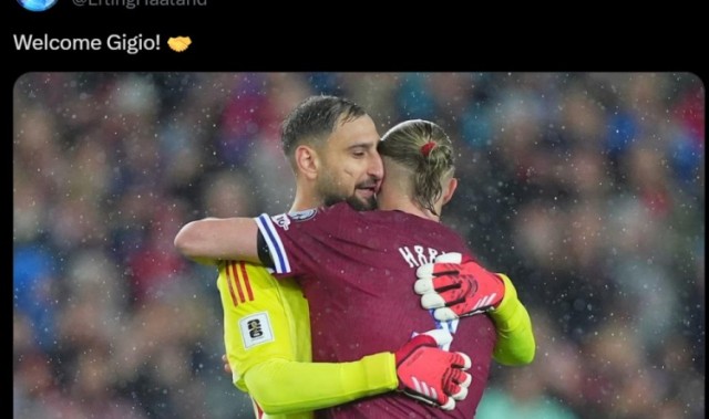 爱游戏体育-重磅引援官宣！哈兰德社媒分享与多纳鲁马拥抱合影：欢迎到来，吉吉奥！